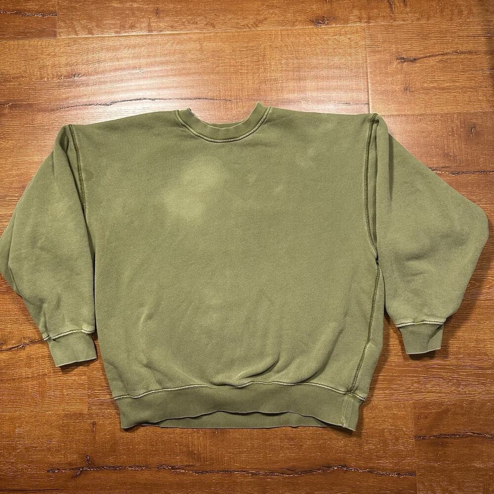 Elwood Oversized Core Sweatshirt Mens M Green Relaxed Baggy Fit Crewneck Organic
